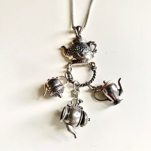 Charming Silver Teapot Necklace